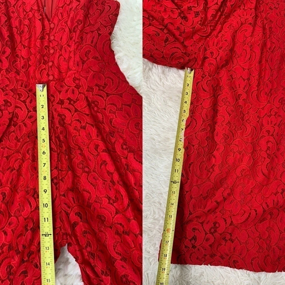 Anthropologie Jumpsuit pockets Jaeda Lace Wide-Leg Moulinette Soeurs Red size 2 - Picture 7 of 16